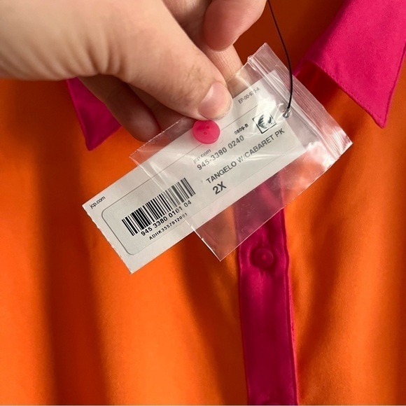 Worthington Pink & Orange Sleeveless Button Up Blouse size 2X - Picture 4 of 6